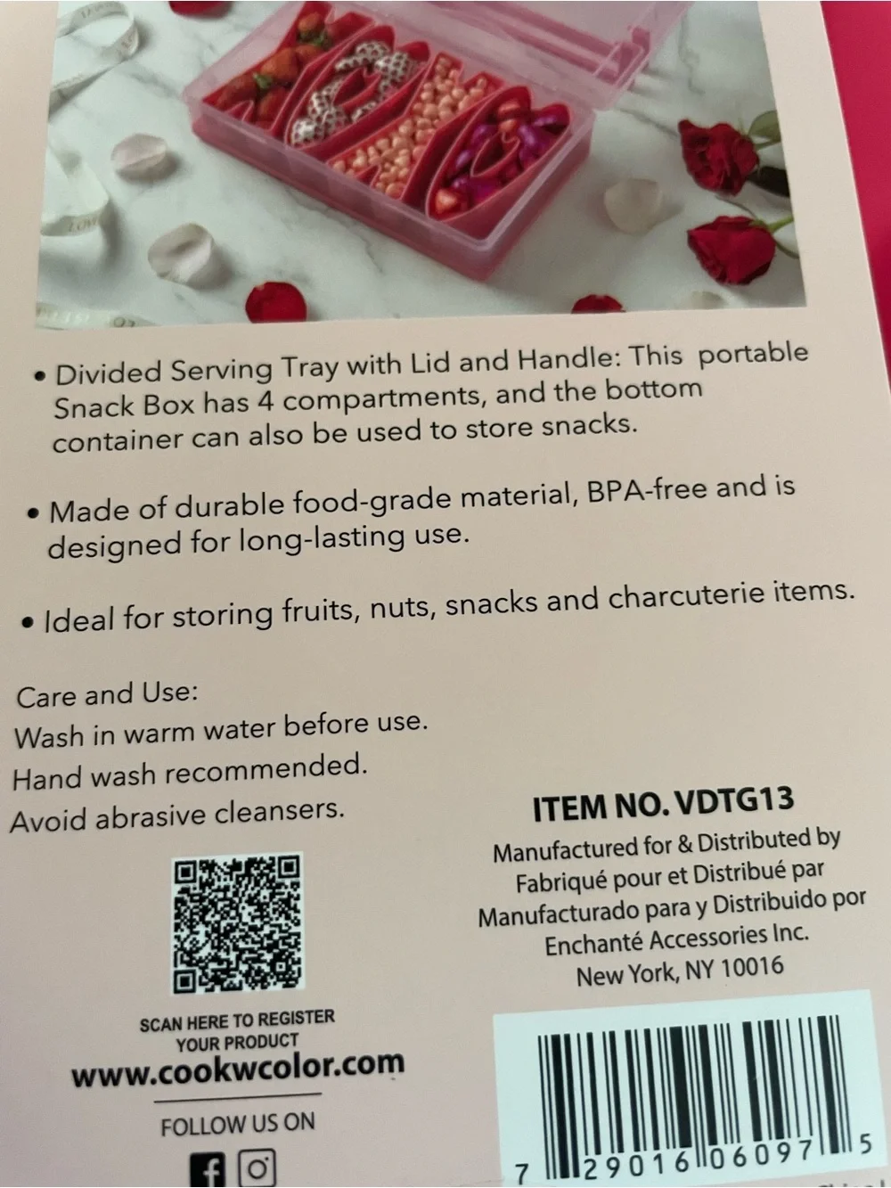 CWC Perfect On-the-Go Snack Box in Pink - 4 Compartment